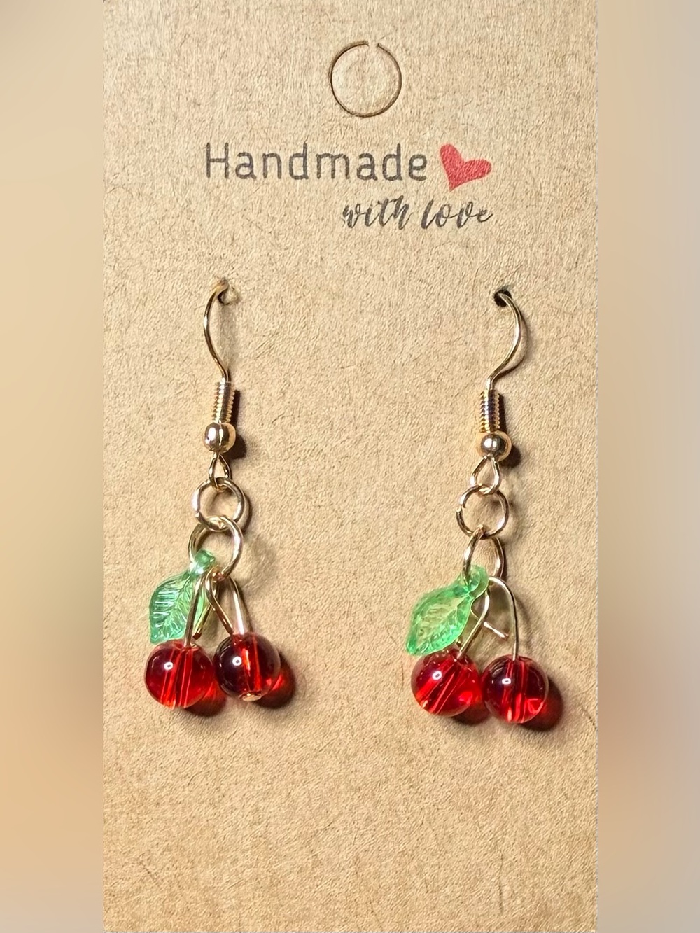✨Handmade✨ Cherry Drop Earrings - Red & Green